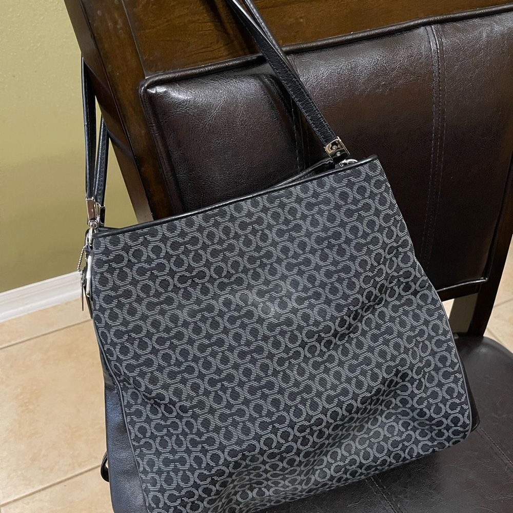 Coach Black and Gray Patterned Shoulder Bag